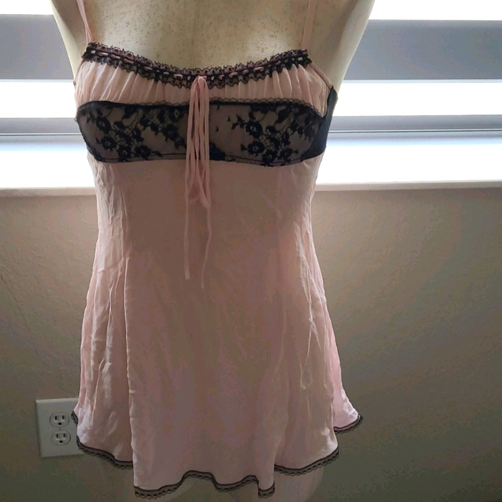 Victoria secret pink and black lingerie slip